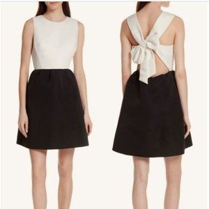 Kate Spade Bow Back Mini Fit and Flare Colorblock Dress Black & White sz 4